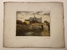 J Davril signed etching
