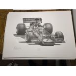 Alan Stammers Signed Emmerson Fittipaldi Limited Edition Print, J.P.S.