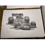 Alan Stammers Signed Emmerson Fittipaldi Limited Edition Print, J.P.S.