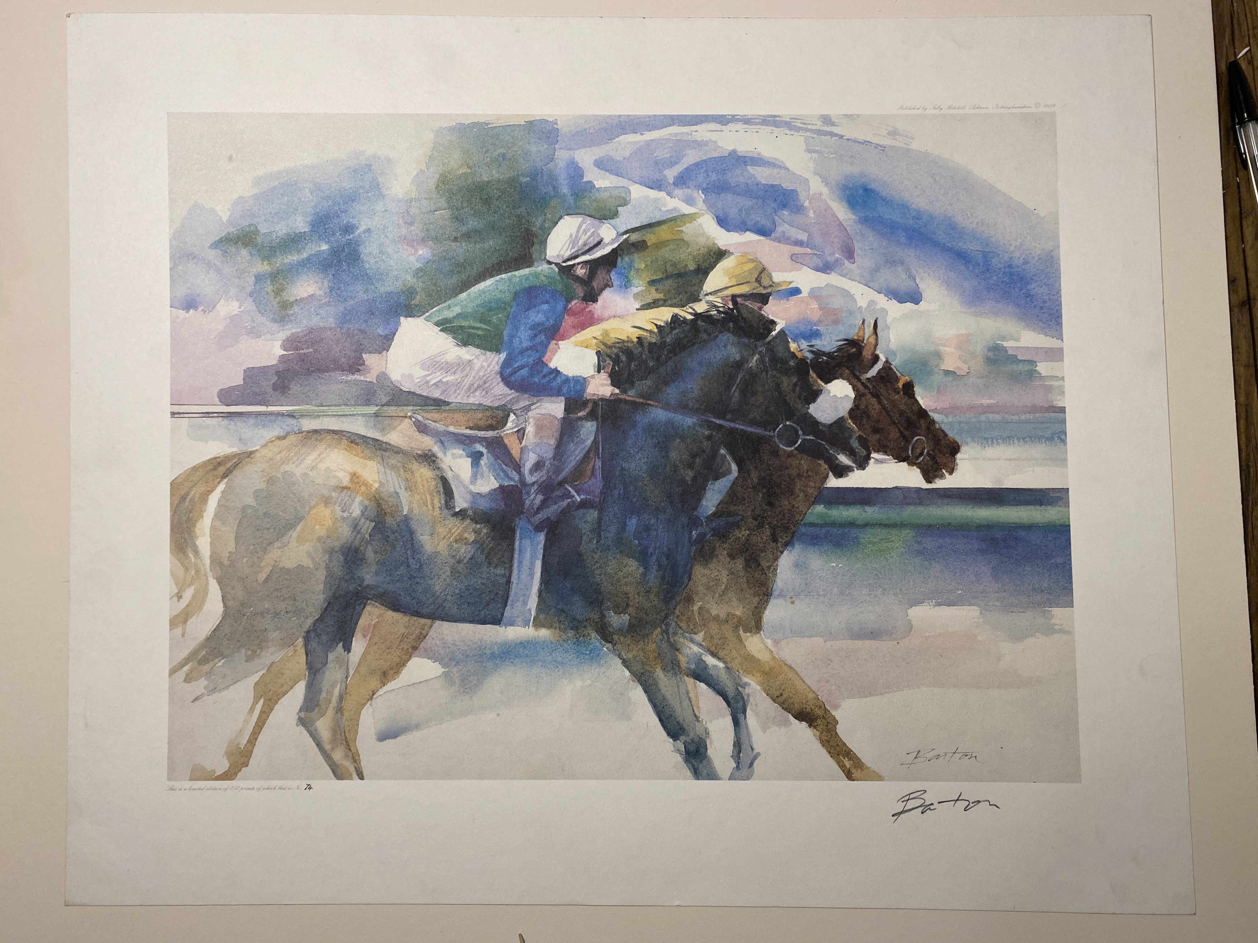Barton Signed Horse Racing Limited Edition Print 1989