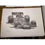 Alan Stammers Signed Emmerson Fittipaldi Limited Edition Print, J.P.S.