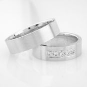 14K White Gold Engagement Ring, For Couple