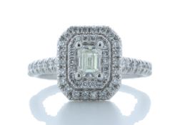 Platinum Single Stone With Halo Setting Ring 0.99 Carats