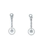 18ct White Gold Diamond Drop Cluster Earrings 1.84 Carats