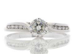 18ct White Gold Diamond Ring With Stone Set shoulders 0.61 Carats