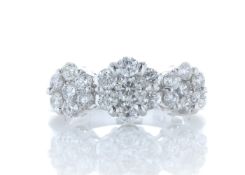 18ct White Gold Flower Cluster Diamond Ring 1.50 Carats