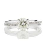 18ct White Gold Stone Set Shoulders Diamond Ring 1.11 Carats