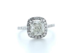 18ct White Gold Single Stone With Halo Setting Ring 2.63 Carats