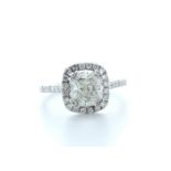 18ct White Gold Single Stone With Halo Setting Ring 2.63 Carats