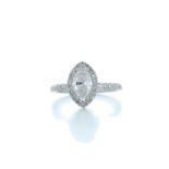 18ct White Gold Marquise Diamond With Halo Setting Ring 1.51 Carats