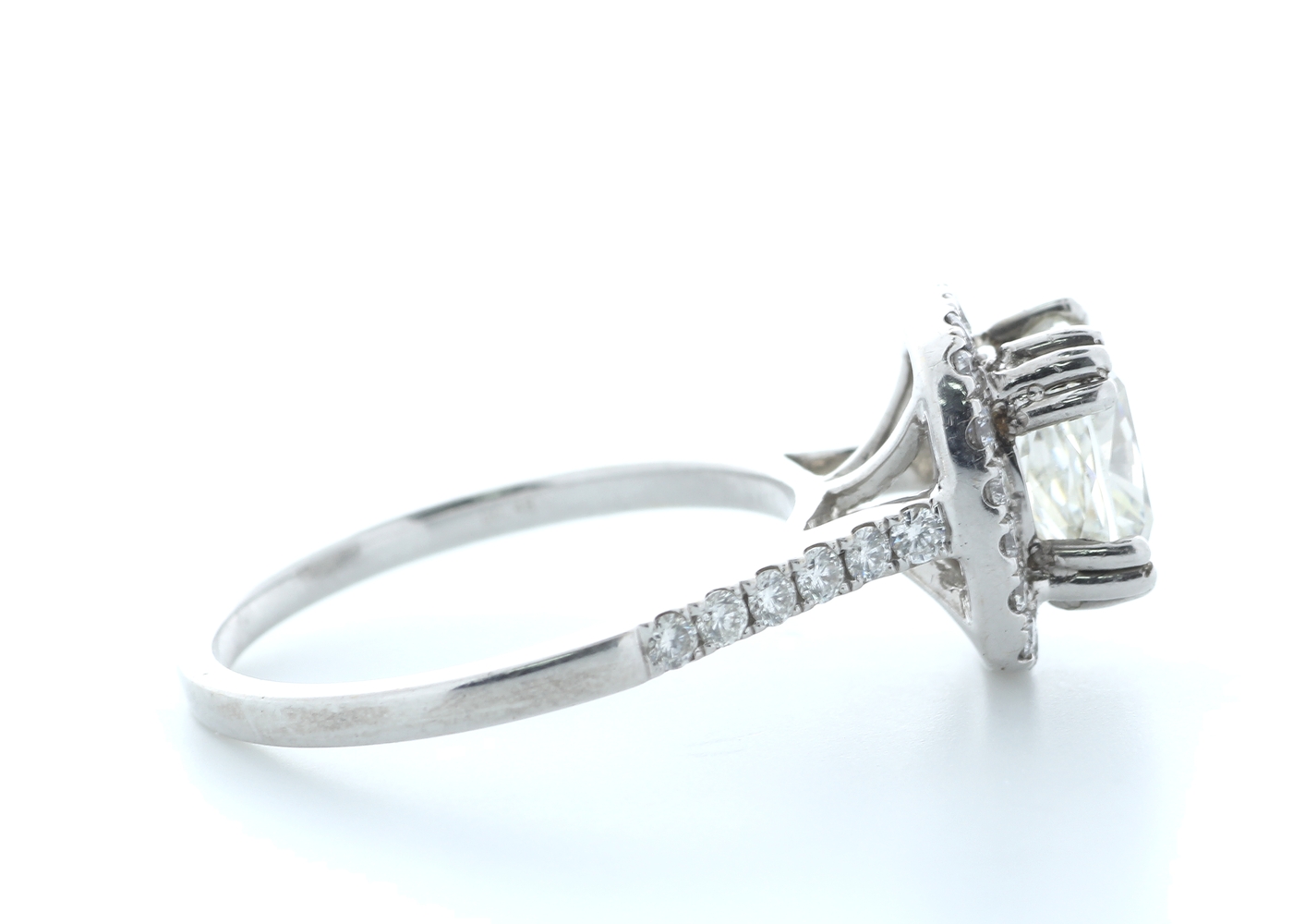 18ct White Gold Single Stone With Halo Setting Ring 2.63 Carats - Image 4 of 5