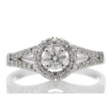 18ct White Gold Halo Set Diamond Ring 0.54 Carats