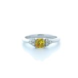 18ct White Gold Fancy Yellow Diamond Ring 0.75 Carats