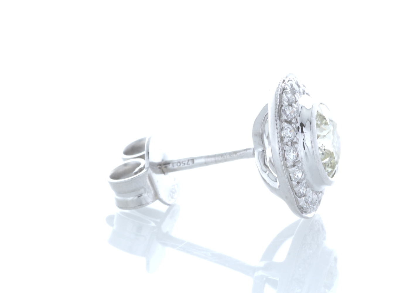 18ct White Gold Halo Set Diamond Earrings 1.20 Carats - Image 3 of 4