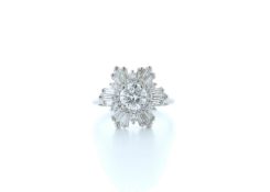 18ct White Gold Round Cluster Claw Set Diamond Ring 1.58 Carats