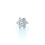 18ct White Gold Round Cluster Claw Set Diamond Ring 1.58 Carats