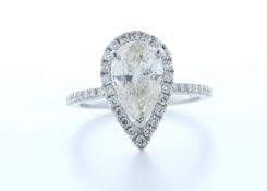 18ct White Gold Single Stone With Halo Setting Ring 2.54 Carats