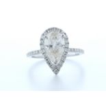 18ct White Gold Single Stone With Halo Setting Ring 2.54 Carats