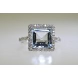 Aquamarine & Diamond Ring