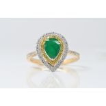 Emerald, Yellow & White Diamond Ring