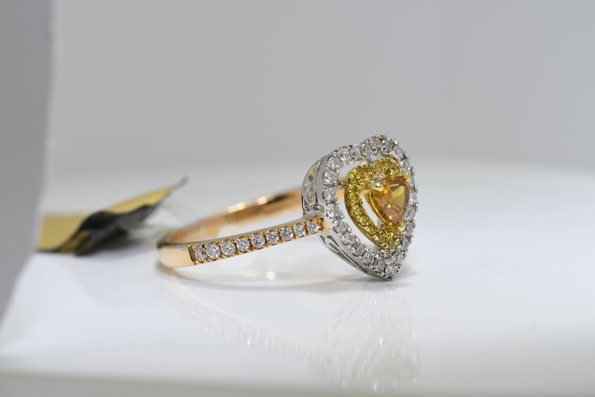 Heart Shaped Cognac Diamond Ring - Image 2 of 3