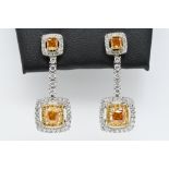 Cognac, White & Yellow Diamond Earrings