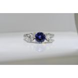 Round Tanzanite & Diamond Ring