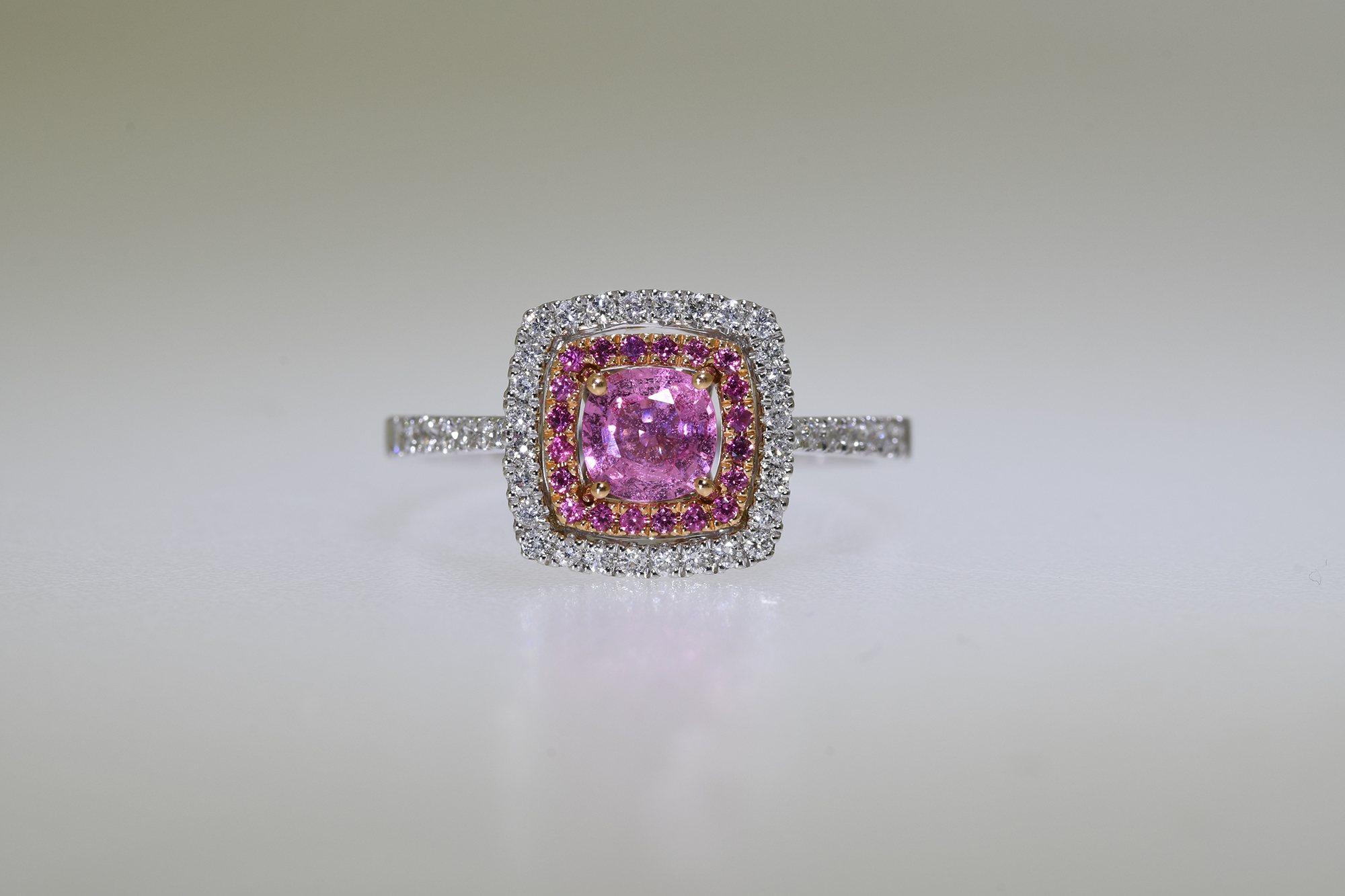 Pink Sapphire & Diamond Ring