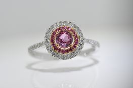 Pink Sapphire & Diamond Ring