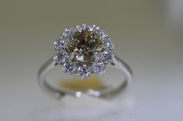 Cognac & White Diamond Ring