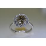 Cognac & White Diamond Ring