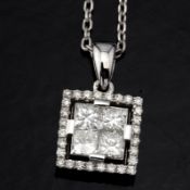 14 kt. White gold - Necklace with pendant - 0.50 ct Diamond
