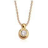 14K Rose Gold - Diamond Pendant Necklace 0,14 ct