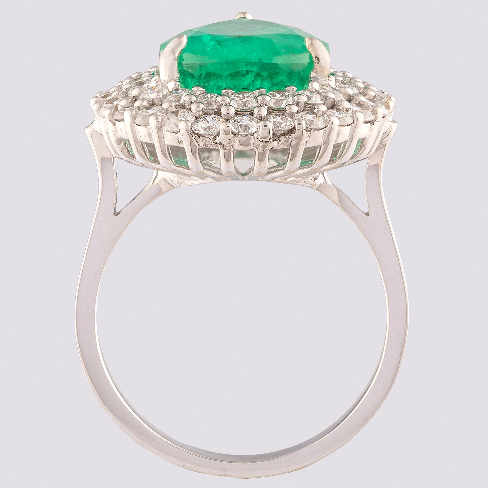 14K White Gold Cluster Ring 4,70 ct Natural Emerald - 1,40 ct Diamond - Image 4 of 4