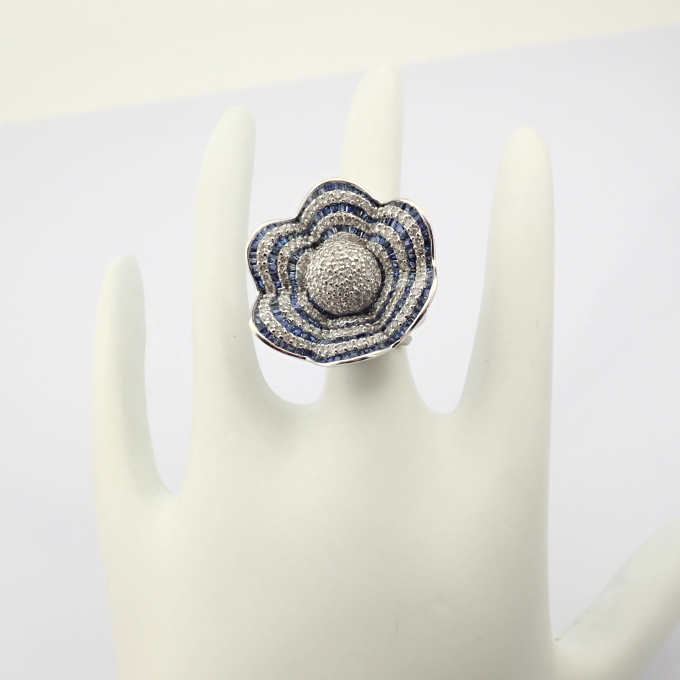 18K White Gold Ring- 4,75 ct Natural Sapphire, 2,70 ct Diamond - Image 4 of 8