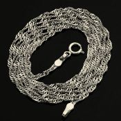 17.7 In (45 cm) Singapore Chain Necklace. In 14K White Gold