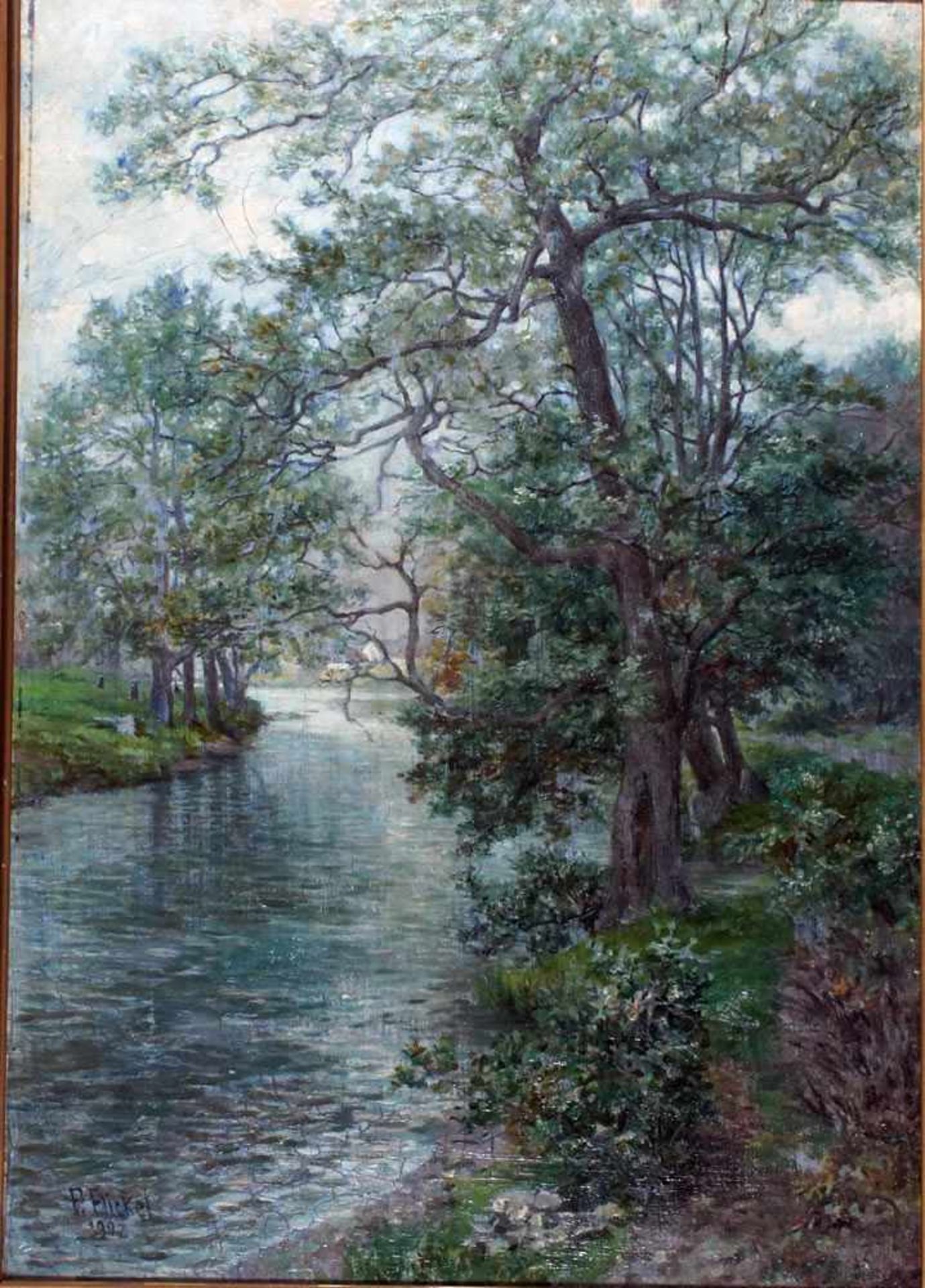 Flickel, Paul, am Fluß, 1902, Öl, 66 x 47, sig (Ahrenshoop)