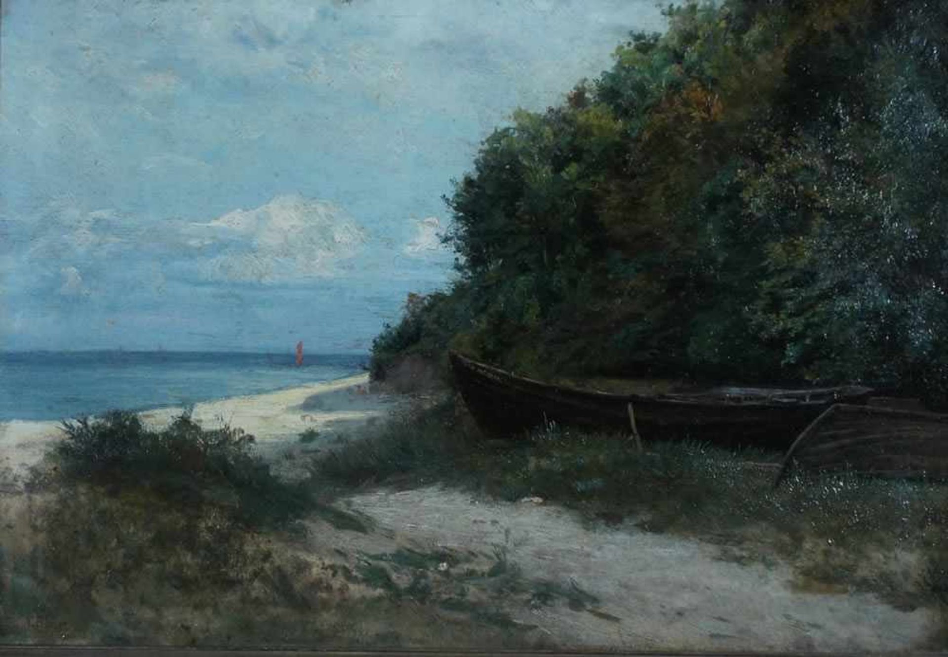 Bunke, Franz, Boote am Ufer, Öl, 42 x 61, signiert