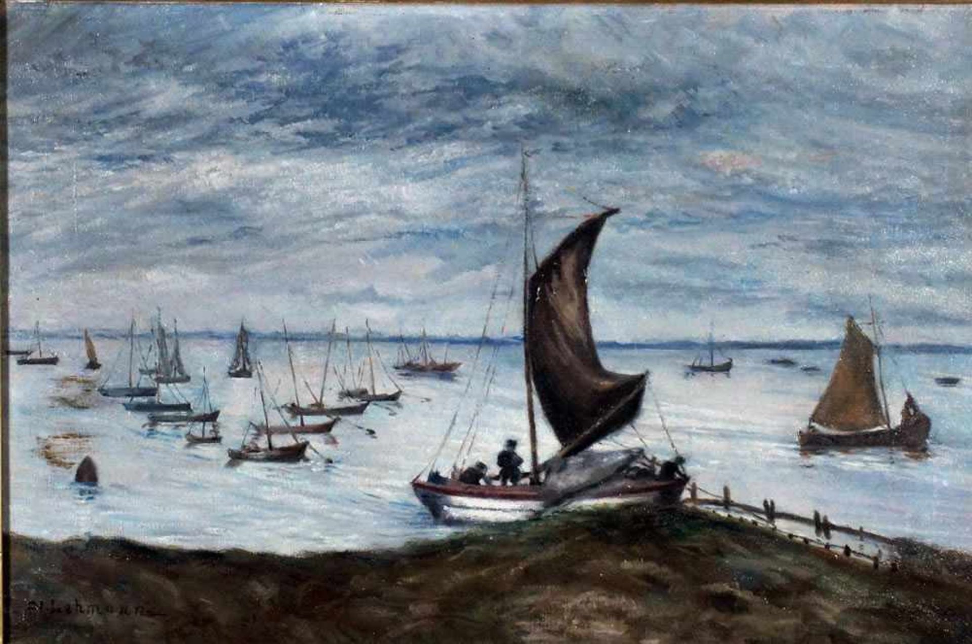 Lehmann, Henni, Boote v. Hiddensee, Öl, 38 x 58, signiert