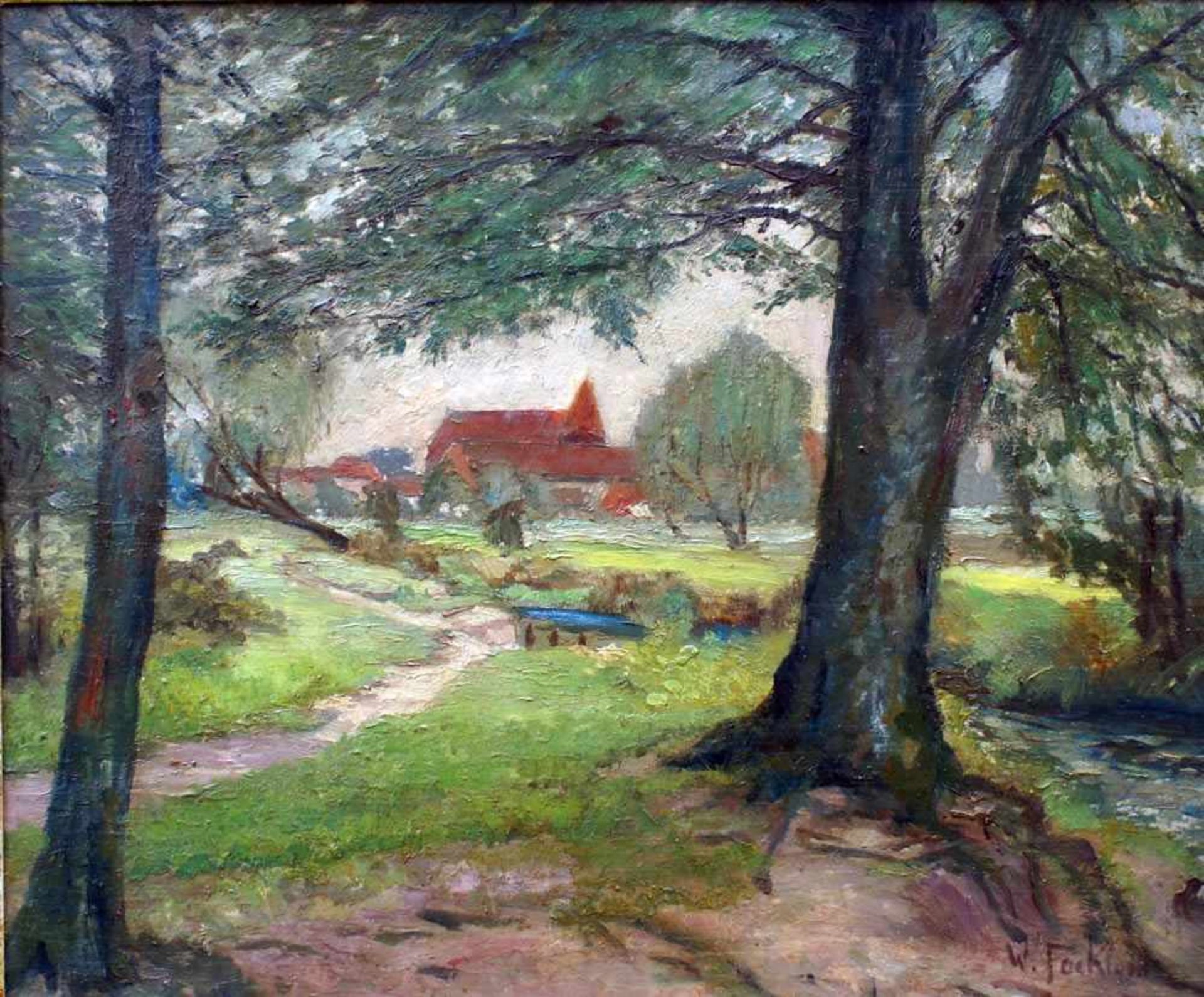 Facklam, Wilhelm, Blick auf Schwaan, Öl, 60 x 80, signiert