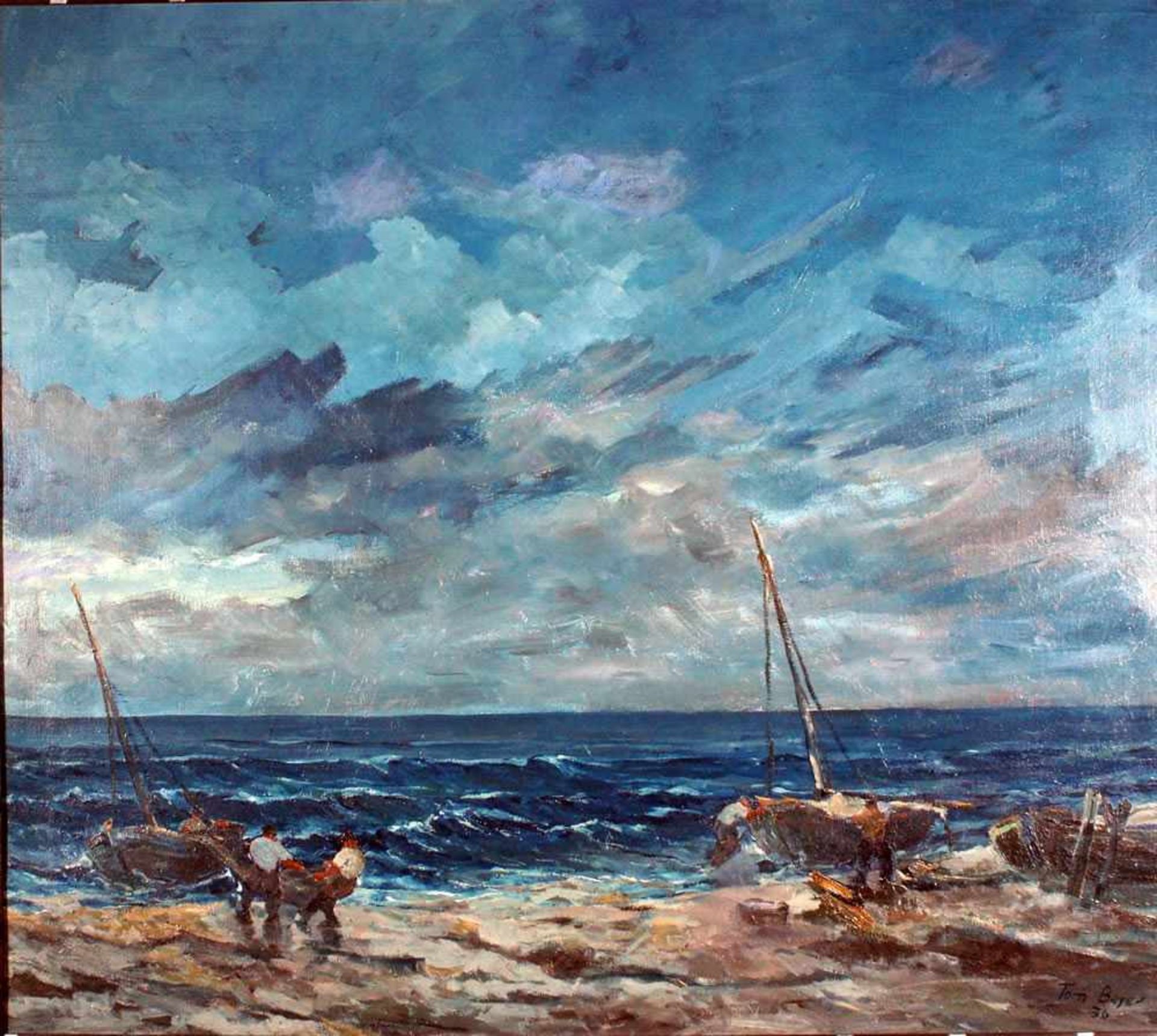 Beyer, Tom, Fischer a Rügen, Öl, 71 x 81, sig, (Rügen)