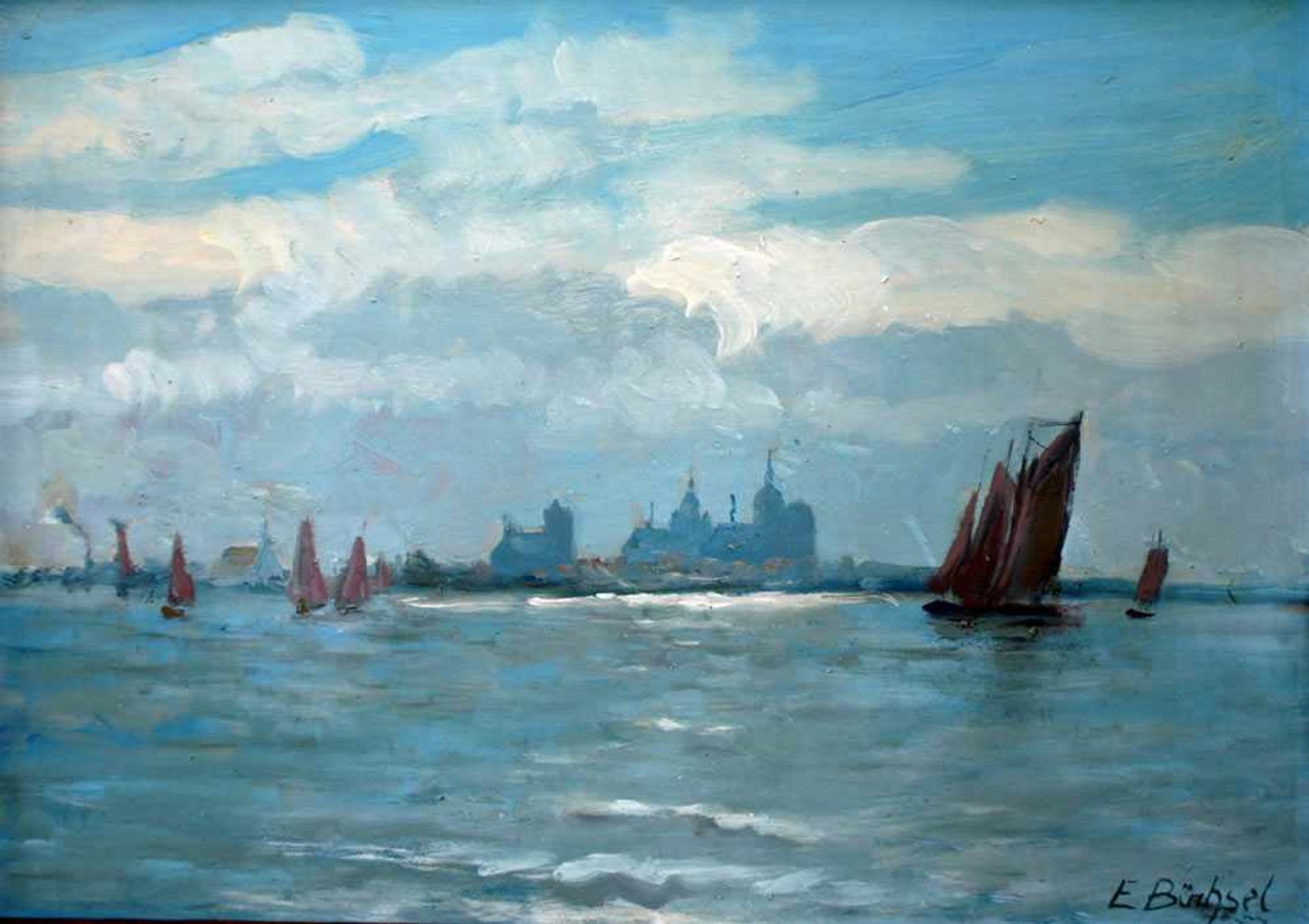 Büchsel, Elisabeth, Ansicht Stralsund, Öl, 33 x 46, sig