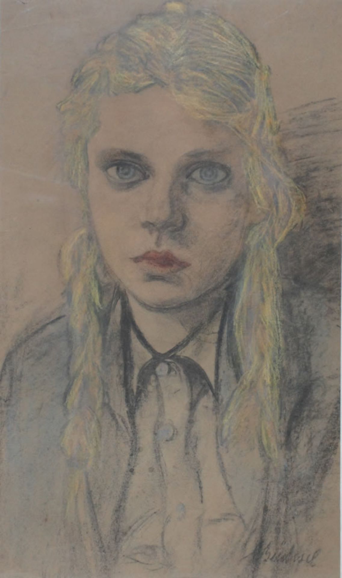 Büchsel, Elisabeth, Mädchenportraitskizze, sign., 47 x 27, Mt