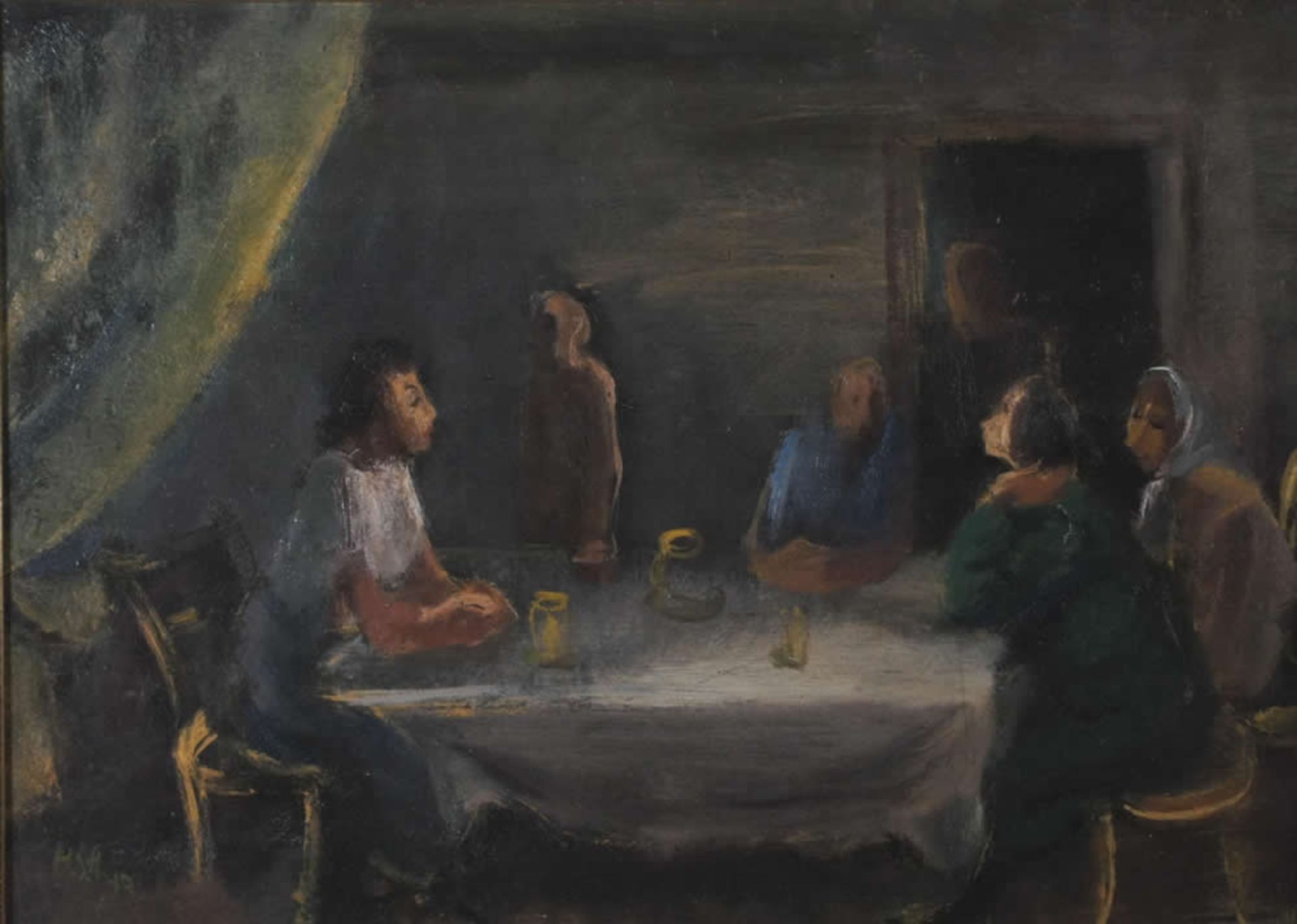 Holtz-Sommer, Hedwig, am Tisch, mg, 1949 33 x 47 Öl