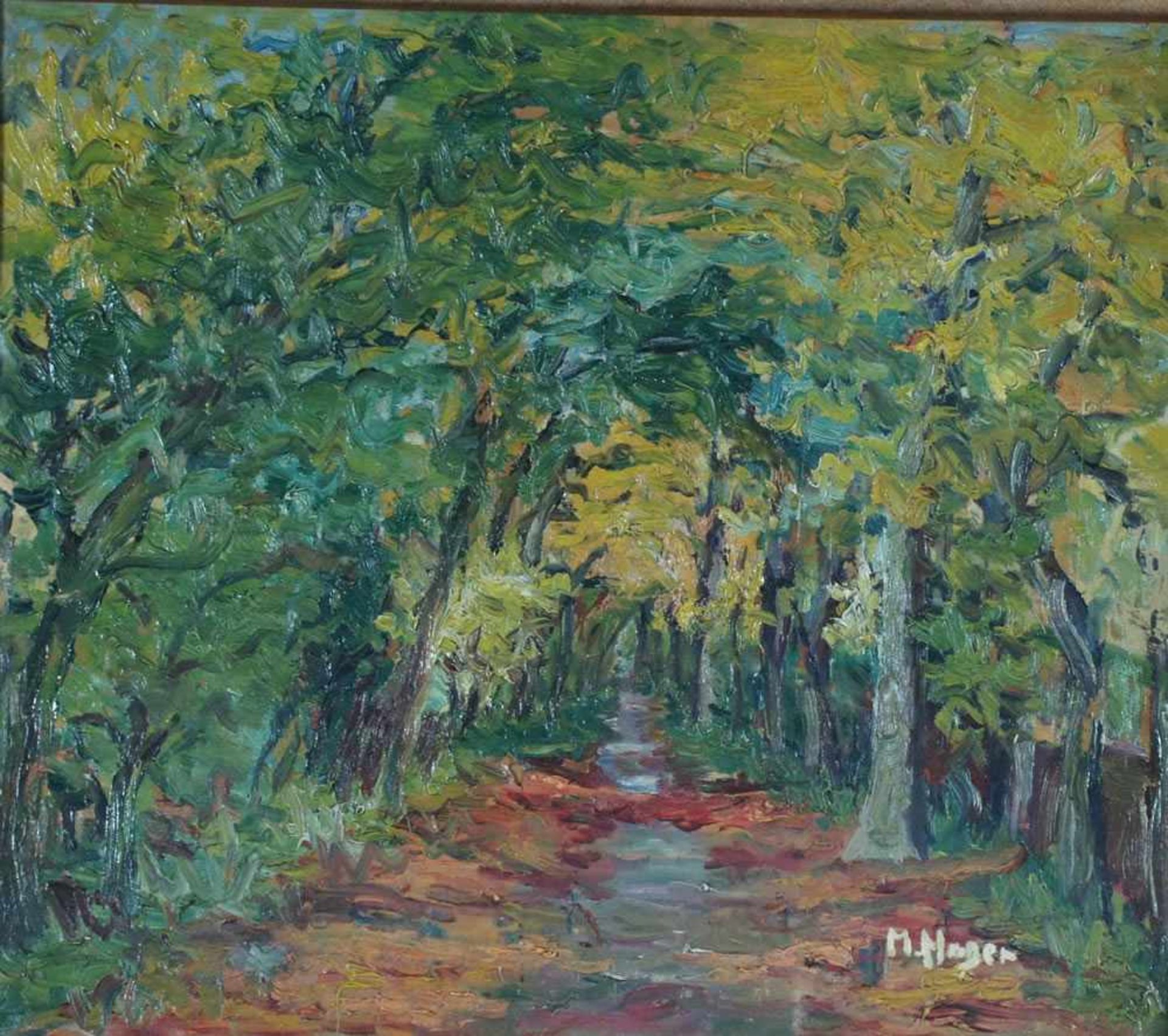 Hager, Marie, Waldweg, sign., 33 x 38, Öl