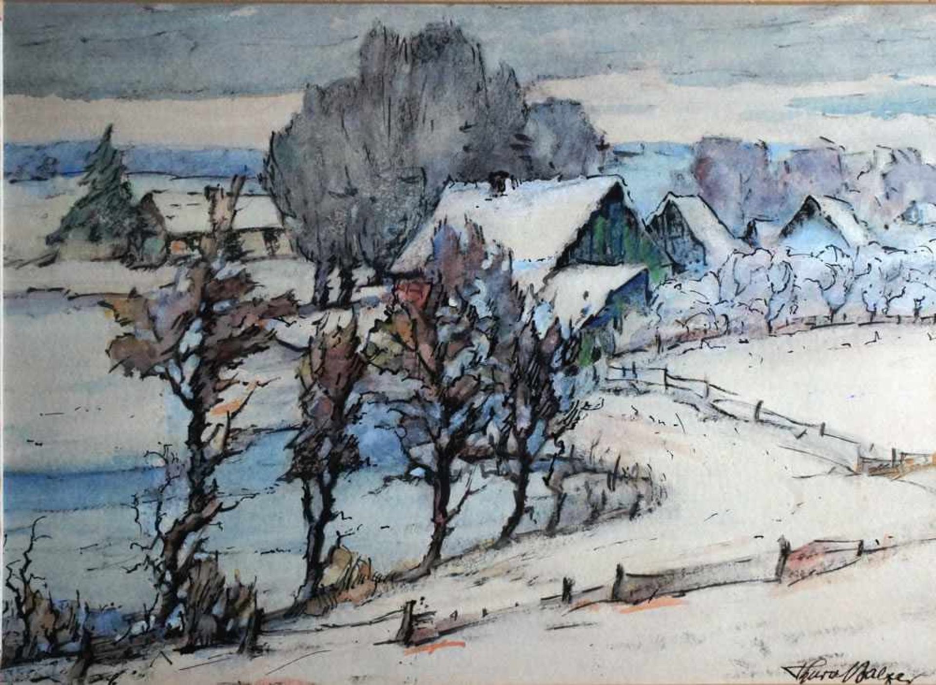 Balzer, Thuro, Winter im Dorf, 31 x 42, sign., Mt