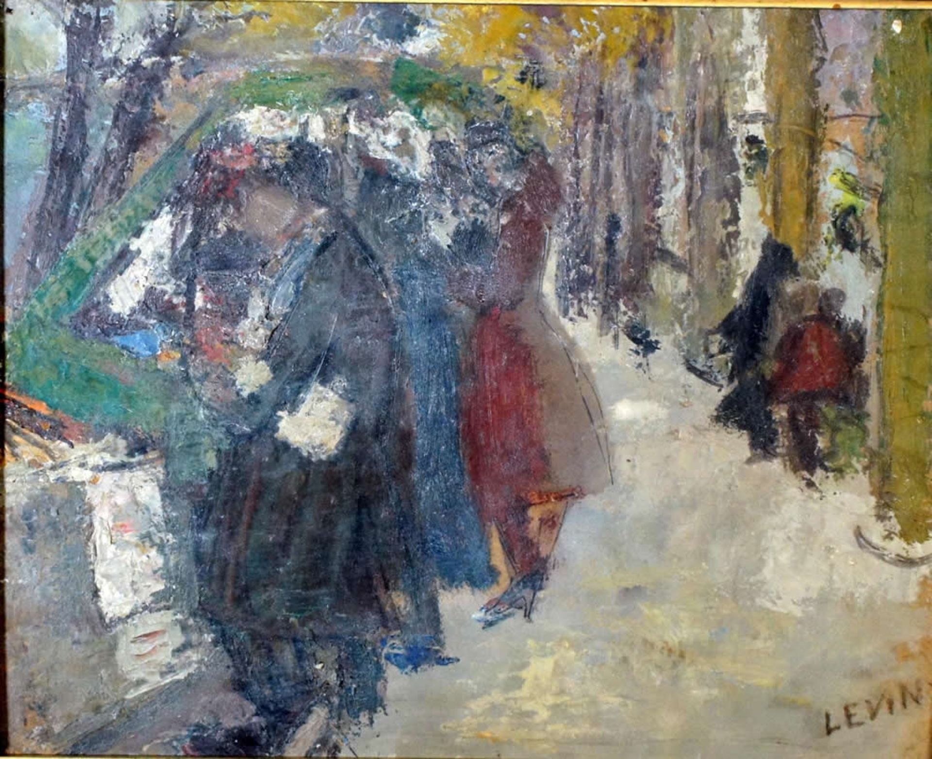 Levin, Julo Markt, signiert 22 x 28 Öl