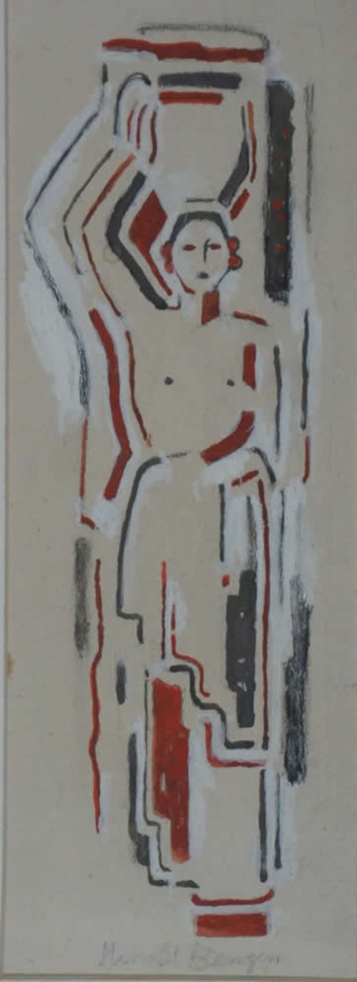 Bengen, H. T. Wasserträgerin, sign. 23 x 8 gouache