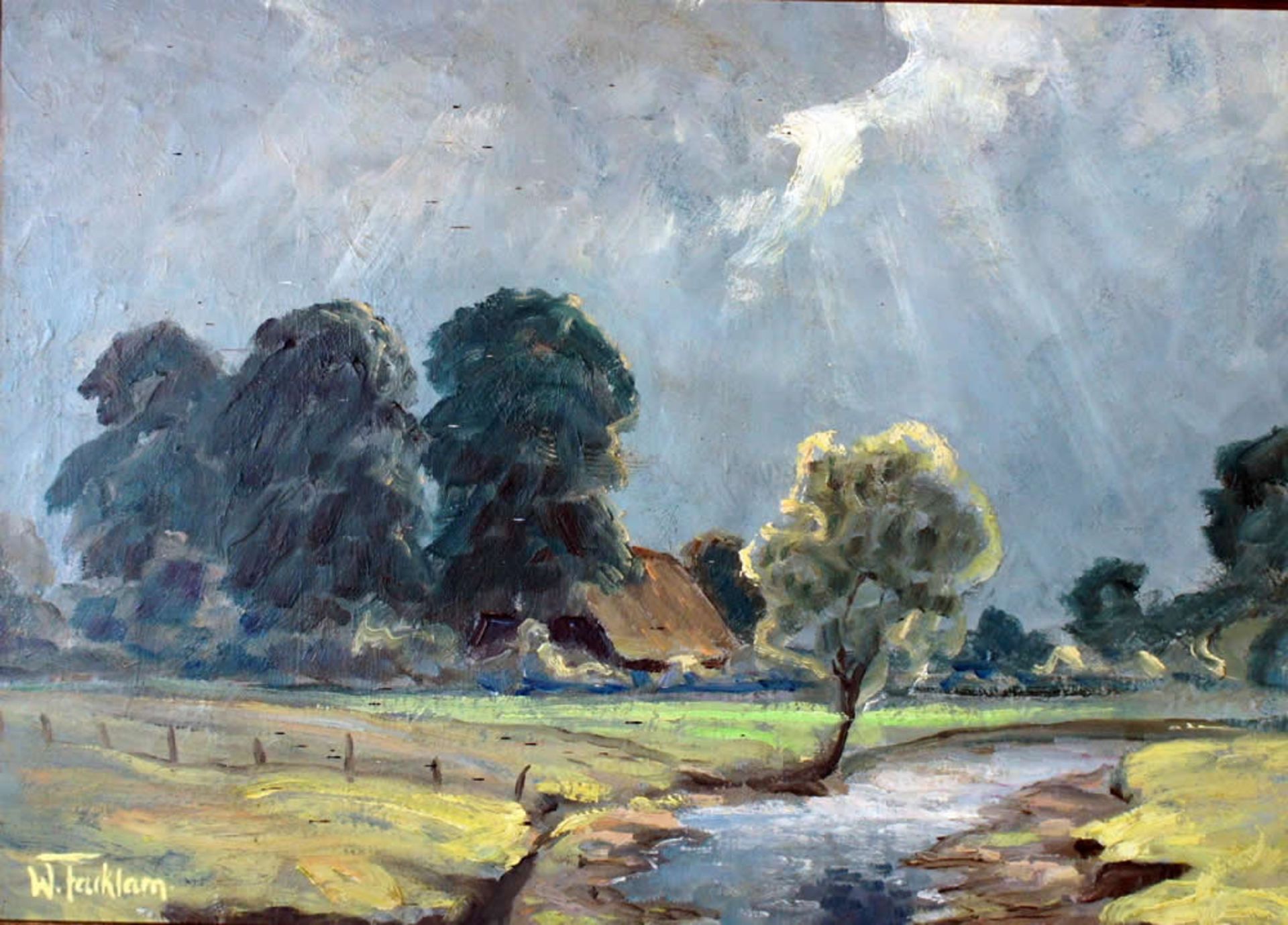 Facklam, Wilhelm Bei Schwaan, signiert 32 x 46 Öl