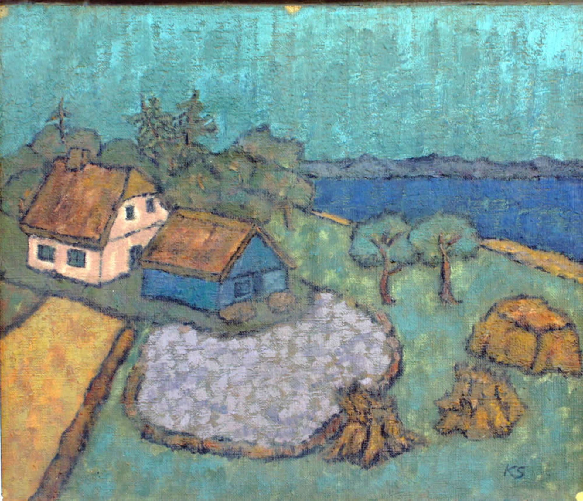 Schacht, Karen Usedom, monog. 32 x 37 Öl